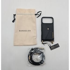 NWT Bandolier IPhone 16 Pro Max Hailey Crossbody Case Wallet Black Leather
